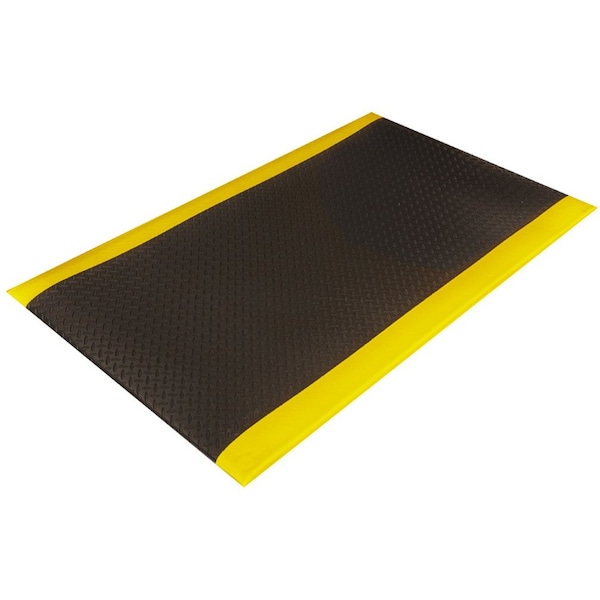 Crown Matting Technologies Antifatigue Mat, 6' L x 4' W, 9/16" Thickness, High density PVC top, Black/Yellow WB 0046YD - main